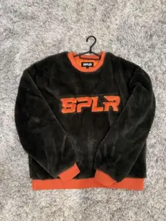 SUPPLIER フリース ファー トレーナー S ブラック/オレンジ