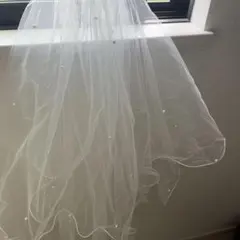 パール付きホワイトウェディングベール