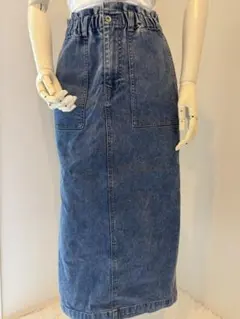 デニムスカート ロング S ストレッチ ハイウエスト