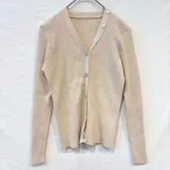 セゾンドパピヨン　カーディガン　リブニット　ベージュ　Ⅴネック　Ｓサイズ　小さめ