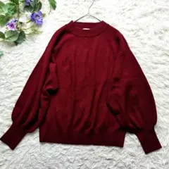 【ローリーズファーム】【M】ニットセーター モチモチプルオーバー エンジ色