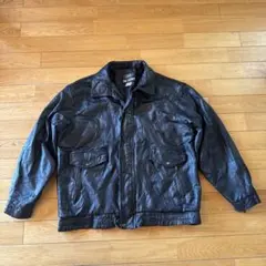 80s LeWORLD Fine Leathersレザージャケット ブラックXL