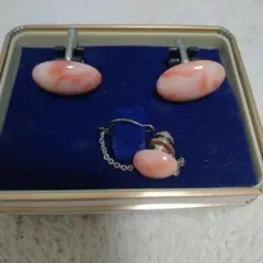 珊瑚　カフス　セット