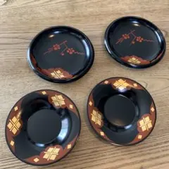 伝統工芸品、秀衡塗 茶托２枚、お皿２枚組
