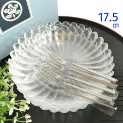 新品　たち吉　ガラス　菊割皿１７.５㎝　輪花中皿　銘々皿　ピック付10点　箱入り