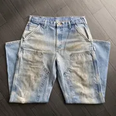 フェードにペンキ雰囲気◎ カーハート デニム ダブルニー パンツ 34×34