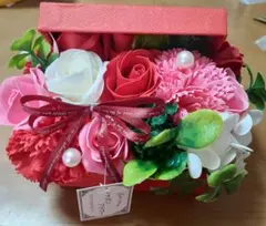 シャボンフラワー⭐造花 ボックスアレンジメント 赤 ピンク 白
