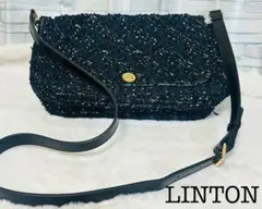 LINTON ネイビー ツイード ショルダーバッグ