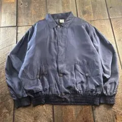 古着　シルク　ボンバージャケット　ネイビー　XL A2フライトジャケット　テロ感