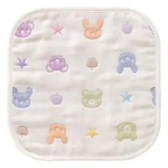 カラフル動物デザイン ガーゼタオル 約25cm