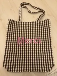 Merci Paris ストライプ トートバッグ 大　ブラウンのサムネイル