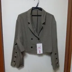 新品しまむら千鳥柄 テーラーショートジャケット