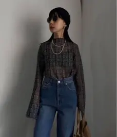 Ameri vintage REVERSIBLE STRIPE KNIT TOP