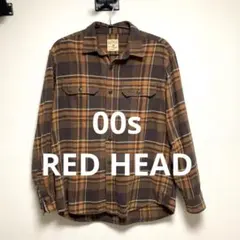 00s RED HEAD チェック ネルシャツ L ブラウン アメカジ