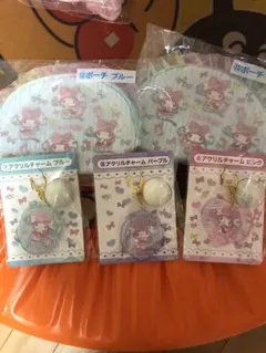 新品★一番くじ★マイメロディ★ポーチ2個・アクリルチャーム3個セット★