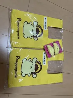 ポムポムプリン ニットバッグ 2個、ヘアゴムセット