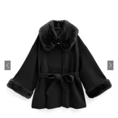 GRL リボンベルトファーティペット付フレアコート