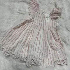 新品タグ付き　baby GAP ストライプ刺繍ワンピース 80cm