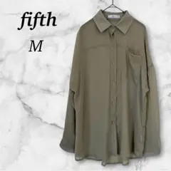フィフス シアーシャツ レギュラーカラー 長袖 M 鶯ポリエステル休日お出かけのサムネイル
