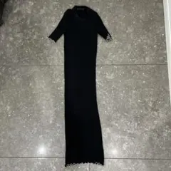 ALEXANDER WANG リブニット 半袖 ロングワンピース ブラック Sのサムネイル