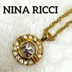 【美品】ニナリッチ ネックレス NRロゴ ゴールド クリアストーン 上品デザイン