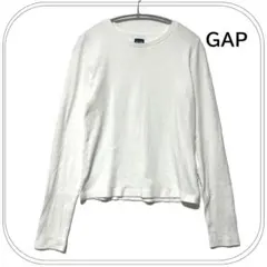 GAP ギャップ リブ クルーネック 長袖 カットソー　オフホワイト
