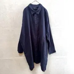 kOhAKU コハク ロングシャツ リネン ネイビー　ゆったり　シンプル