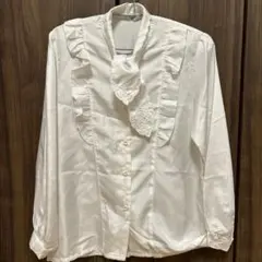 お値下！レトロなフリル付き白シャツ 長袖