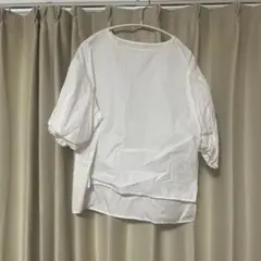 ホワイト バルーンスリーブ 半袖シャツ