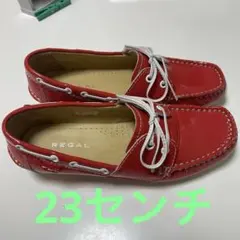 美品✨リーガル エナメルフラットシューズ　23センチ　オレンジレッドのサムネイル