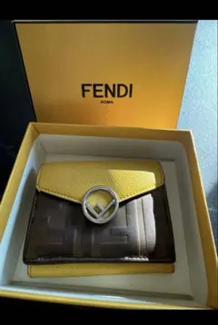 FENDI 三つ折り財布 イエロー/ブラウン
