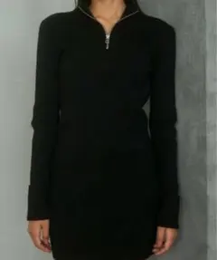 【EMODA】ハーフジップロングニットワンピース