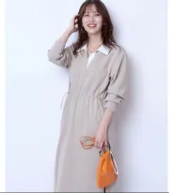 新品タグ付 JUSGLITTY 衿付ダンボールワンピース ベージュ　S