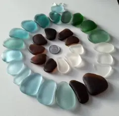 良質天然シーグラス 30個セット＋おまけ：うさぎのような天然シーグラス