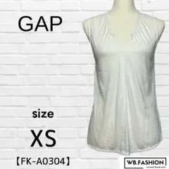 【GAP】ギャップ　Vネック　ホワイトTシャツ　ノースリーブ　XS