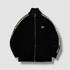 チ*ピ様 00s adidas ベロア トラックジャケット ブラック×ゴールド