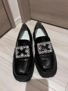 ビジュー付きブラックローファー厚底 ORiental TRaffic