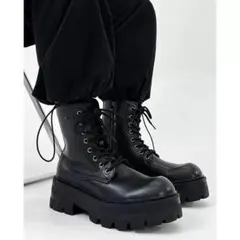 チャンクブーツ 10ホール ロング 厚底 黒 balenciaga y2k - メルカリ