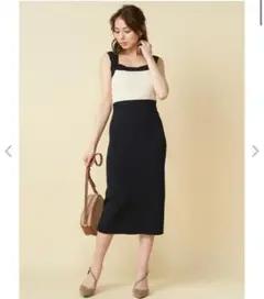 配色ノースリーブタイトワンピース