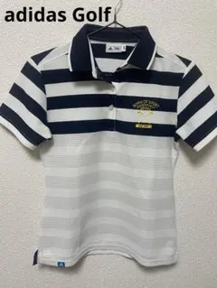 アディダスゴルフ　ポロシャツ 白とネイビーのボーダー　M
