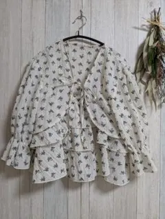 ems フリル花柄トップスセット　リボン柄