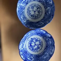 骨董　染付 花文様 中鉢　2客セット 陶磁器のサムネイル
