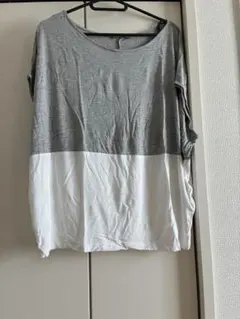 ZARA バイカラーデザイン 半袖Tシャツ グレー/ホワイト