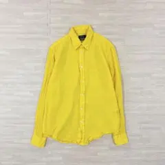美品＊ポロラルフローレン　近年　リネンシャツ　QR　同色ポニー　S　イエロー