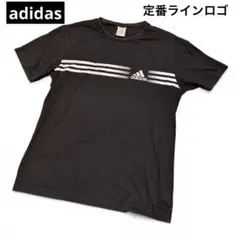 adidasTシャツ ブラック ラインロゴ 半袖Mメンズ スポーツ アディダス黒
