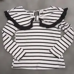 SHEIN ボーダー フリル襟 長袖カットソー 2-3Y