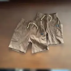 ブリーズ ビッグポケットワッフルパンツ ブラウン 2枚セット