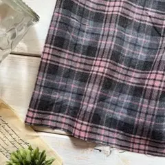 ■0.5m■延長可能■オーガニックコットン微起毛ツイルチェック◇チャコールピンク