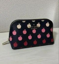katespade リンゴ柄 ポーチ ネイビー