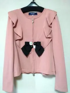 M'S GRACYエムズグレイシー♥︎フリルのダブルジップカーディガントップス M'S GRACY（エムズグレイシー） カーディガン フリル パール Wジップ